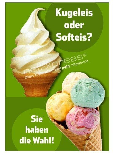 net-xpress Plakat für Softeis und Kugeleis als Eiswerbung DIN A1, Werbeplakat Poster