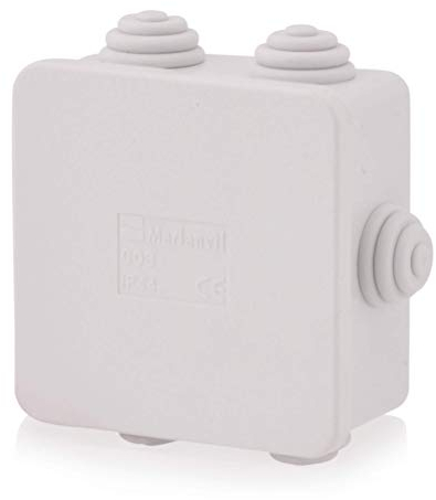 Abzweigdosen Kabelabzweigkasten Installationsgehäuse mit Stufennippeln | IP44 | 80x80x40mm | Verteilerkasten, Abzweigdose, Aufputz Wasserdicht Aussen Abzweigdose Box Verteilerdose Steckdose