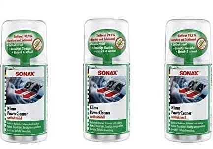 SET 3 x 100 ml SONAX KLIMAANLAGEN REINIGER DESINFIZIERER Klimaanlagen Desinfektion KlimaPowerCleaner antibakteriell mit frischem GREEN LEMON Duft