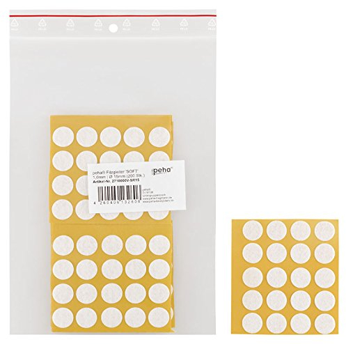 haggiy Filzgleiter - Filzunterleger selbstklebend - 1,0 mm stark, weiß, rund 15 mm (200 Stk.)