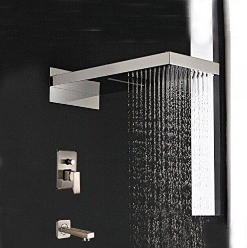 Gowe 55,9 cm quadrato in nichel spazzolato Rubinetto doccia vasca da bagno per installazione a parete beccuccio miscelatore