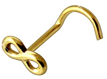 Monster Piercing 14K Gelb Gold Plain Infinity Zeichen 20 Gauge Nase Schraube Nasenloch Piercings