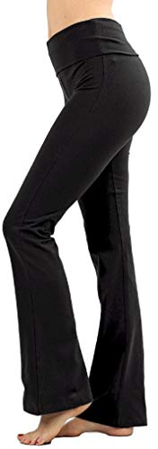 Zenana Premium Yoga-Hose, faltbar, Baumwolle - Schwarz - Klein