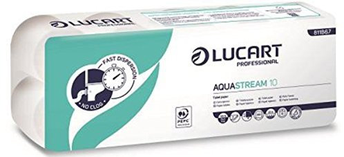 120 Rouleaux Papier Toilette LUCART aquastream, 2 plis, 200 feuilles par rouleau, 811b67