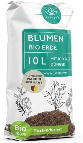 Bio Blumenerde 10 L mit Dünger - Erde für Pflanzen - Torfreduzierte Pflanzenerde aus 100% natürlichen Rohstoffen für kräftige Blumen - Universalerde für Pflanzen
