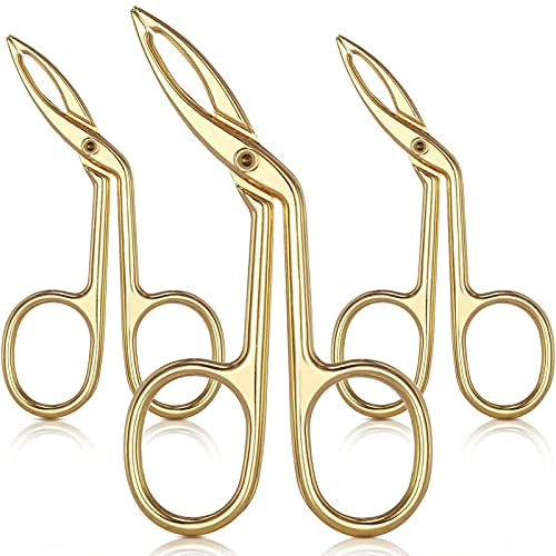 Pince À Sourcils, Ciseaux en Forme de Sourcil Pince à Épiler à Bout Droit, Pince à Épiler à Pointe Plate Cheveux Plucker, Sourcils à Pointe Droite (Plaqué Or, 3 Paquets)