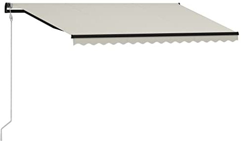 vidaXL Tenda da Sole Retrattile Sensore Vento e LED Veranda Richiudibile Tenda Tendone Parasole Telo di Protezione Paravento 400x300cm Crema