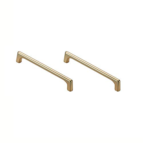 BOZONLI Copper Brushed Cabinet Handles Kitchen Drawer Knobs, Modern Bathroom Cabinet Knobs 128mm Hole Centers Square Cupboard Door Handle 2 Pack