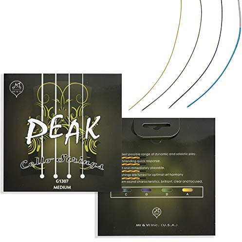 MIVI PEAK Classic Cello Saiten - 1/8 Maßstab Full Set (A-D-G-C) | Student Beste Wahl | Deutscher Stahlseilkern | Kugelenden | Medium Gauge Tension - von MIVI Music