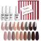 Vishine 12 Piece Gel Nail Polish Set, Base Coat & Matte Glossy Top Coat UV LED Lamp Gel Nail Polish Kit Soak Nude Colour Nail Art Design Gifts Manicure Salon 8ml