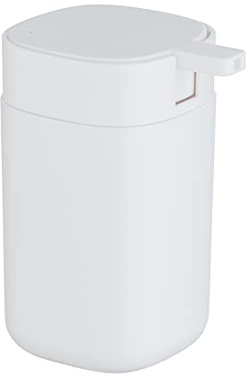 WENKO Seifenspender Davos, für 350 ml Flüssigseife, aus hochwertigem Kunststoff, BPA-frei, 9,8 x 13 x 7,8 cm, Weiß matt