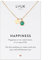 LUUK LIFESTYLE Hochwertige Kette mit grünem Kristall Anhänger und persönlicher Spruchkarte, Glücksbringer, Yoga-Kette, Layer Look, Edelstahl Abendschmuck, Gold