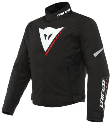 Dainese Herren Veloce D-dry Jacket Motorradjacke Ganzj hrig Wasserdicht mit Abnehmbarer Thermoschicht, Schwarz/Weiß/Lava Rot, 52 EU