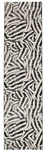 RugVista, Nalori, Teppich, Mittelflor, 80 x 300 cm, Läufer, Modern, Oeko-Tex Standard 100, Polyester, Flur, Schlafzimmer, Küche, Wohnzimmer, Schwarz/Weiß, Schwarz