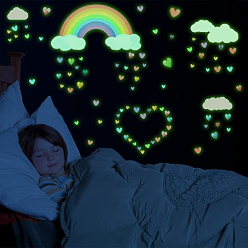 Yomaido Wandaufkleber Regenbogen Wandtattoo 2 Stück, Leuchtend Wandaufkleber für Mädchen Schlafzimmer, Aufkleber Wandsticker Babyzimmer Wohnzimmer Deko