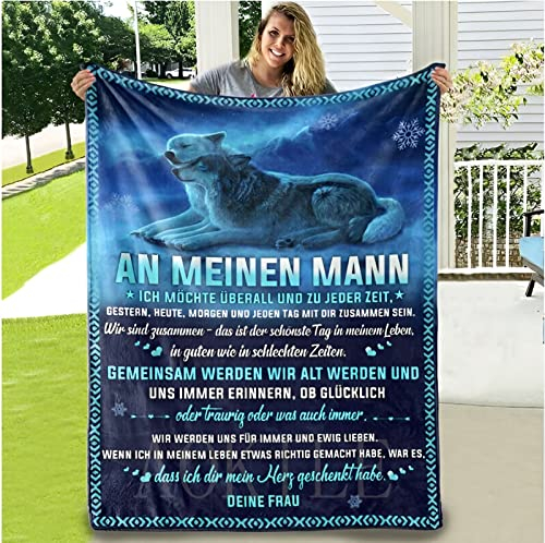 AOKILE Kuscheldecke Personalisierte Decke An Meine Ehemann,Frau für Ehemann Deutsche Nachricht Briefdecke Positiv Ermutigen Wohndecke für Couch Bett Tv-Decken Geschenk(An Meine Ehemann-M)