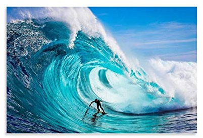 Surfen Poster Surfer On A Big Wave in The Ocean Jaws Beach Hawaii Hawaii Wellen Poster Dekorative Malerei Leinwand Wandposter und Kunstbild Druck, Modernes Familienschlafzimmer Dekor Poster 20,3 x