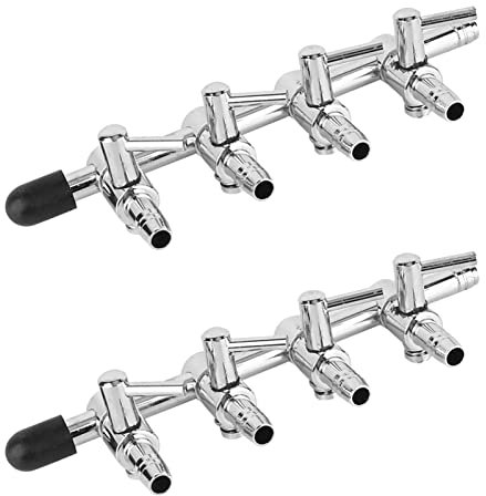 WanFengXue 2Pcs Aquarium Air Flow Control Valve Lever Distributor Chromium Copper Four Hole Splitter Aquarium Air Tube for Fish Tank Air Flow Control