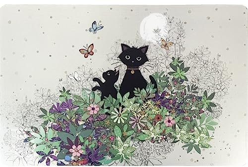 Tischset mit Katze und Kätzchen im Garten