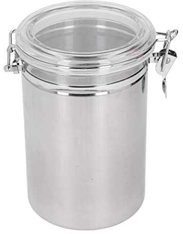 Tyenaza Recipiente Hermético de Acero Inoxidable, Botes de Café Herméticos con Tapa Transparente y Abrazadera, Recipientes de Almacenamiento de Alimentos, para Dulces, Leche en Polvo y Té(2100ml)