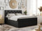 MKS MEBLE Boxspringbett 180x200 mit Matratze und Topper, Boxspringbett mit Bettkasten und Kopfteil- Alda - H4 Schwarz Kunstleder