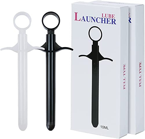 Lubricant Launcher, Lube Launcher, Wiederverwendbar Schmiermittel Spritze, Gleitmittel Gleitgel Spritze Applikator für Anal Vaginal (Schwarz/Weiß)