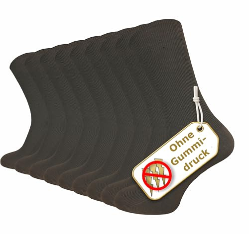 GAWILO Venensocken für Damen & Herren (9 Paar) | Ohne Gummi & ohne drückende Naht | Gesundheitssocken mit Komfortbund | Haltbar & bequem (47-50, dunkelbraun)