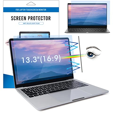 LAMA Anti Blaulichtfilter für 13,3 Zoll Laptop, Blaulicht blockierende Displayschutzfolie, Anti Blue Screen Protector Anti UV/Blendschutz/Augenschutz, Universal Bildschirmfilter 16:9 (294 x 166 mm)