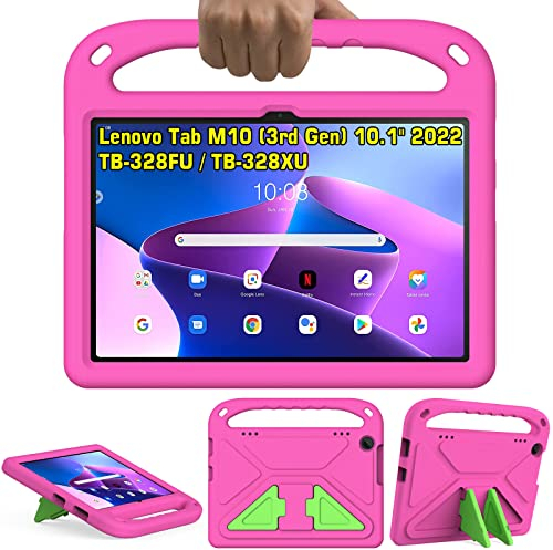 GOZOPO Kids Case for Lenovo Tab M10 3rd Gen 10.1 inch Tablet, with Handle Shockproof Stand Protective Cover [ONLY fits M10 3rd Gen - TB-328FU/TB-328XU] - Rose