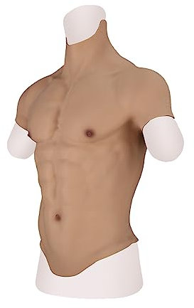 LXURY Faux Muscles réalistes Combinaison Masculine en Silicone pour Le Torse Simulation de Peau en Silicone Souple pour Cosplay Halloween Props,Color1,L