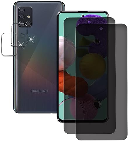 2 Stück Sichtschutz Schutzfolie für Samsung Galaxy A51, Privacy Schutzglas Schutzfolie, Panzer Schutz Glas Folie, Anti-Kratzen