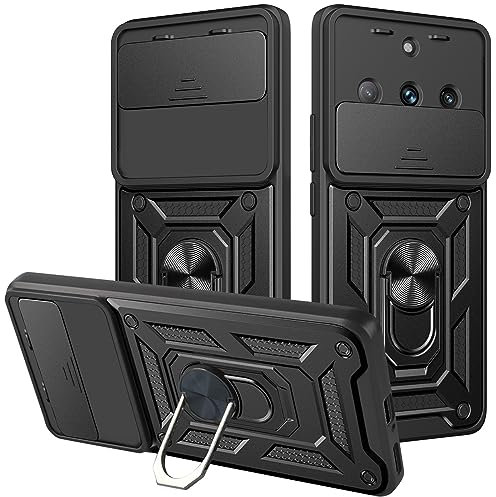 ÁRBOLORO Funda para Realme 11 Pro/Realme 11 Pro+ 5G, [Protección de la cámara] Carcasa Cubierta Militar Cámara Deslizante Proteger 360° Soporte Anti-Choque Anti-arañazos Bumper - Negro
