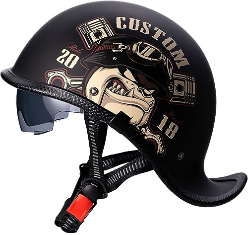 Letetexi Rétro Casque à Face Ouverte Demi-Jet Casque Scooter avec Visière Open Face Classic Casque Moto Jet Vintage ECE Homologué Casque Bol Moto Bols pour Homme et Femme Cruiser Chopper