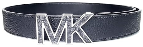 Michael Kors Herren-Gürtel, silberfarben/schwarz, 31 mm, mit Schnalle und Logo, Schwarz, Schwarz, 38