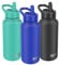SHO Stainless Steel Guzzler Water Bottle with Straw Lid - Leakproof, Dishwasher Safe, BPA Free, No Sweat, Vacuum Insulated Double Walled Metal Flask, 950ml & 1900ml - 24 Hours Cold (Cobalt, 950ml)