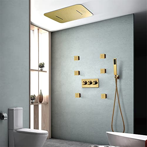 Regenduschsysteme, Musik-Duschset, Badezimmerarmaturen, LED-Duschköpfe, heiße und kalte, verdeckte Mischbatterie (Größe: ohne Licht) ()