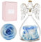 Miofula Rosa Stabilizzata Angelo Regalo Donna, Rosa Eterna in Vetro Angeli Figurine Regalo Mamma, Idee Regalo di Compleanno Anniversario San Valentino per Fidanzata Nonna, Regalo Festa della Mamma
