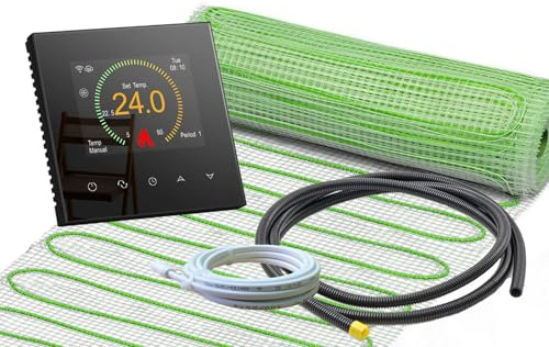 ew direkt Komplett-Set elektrische Fußbodenheizung UltraPro 160 für Fliesen, Naturstein mit Thermostat RT-70 WLAN Tuya/Smart Life (3 m² - 0,5 x 6 m²)
