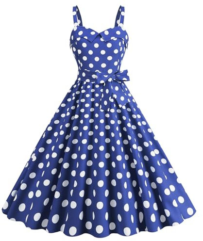 Robe vichy rose vintage années 50 rockabilly années 1950 sans manches à bretelles spaghetti trapèze robe midi cocktail soirée concours de beauté, bleu, XL