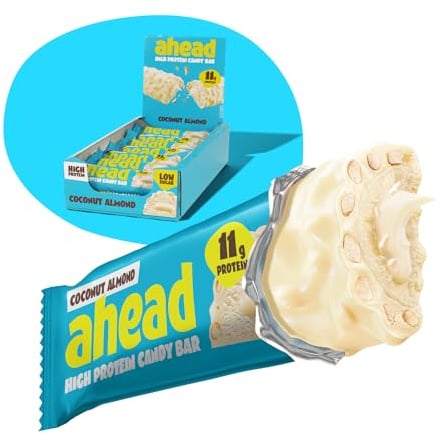ahead Protein Riegel | Coconut Almond | 14x 45g Extra softer Protein Riegel mit cremigem Kern | Low Carb Eiweißriegel ohne Zuckerzusatz & ohne Palmöl