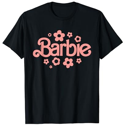 Barbie - Rosa Retro Fiori Logo Maglietta