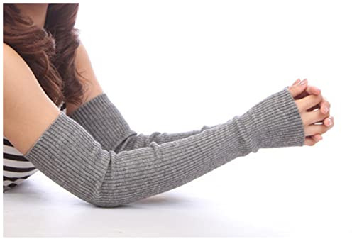 Manicotto Braccio Autunno Inverno 50 cm Braccioli da Donna Scaldatori a Braccio in Lana Lavorato a Maglia Manica Arm Solo Superfine Lungo Guanti Senza a Maglia Manicotto Braccio Donna (Size : Grey)