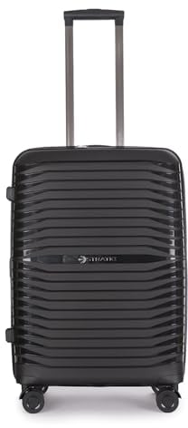 Stratic Bright+ Hartschalen-Koffer Trolley Koffer mittelgroß Reisekoffer, wasserabweisend, 4 Rollen, erweiterbar, TSA-Schloss (Größe M, Black)