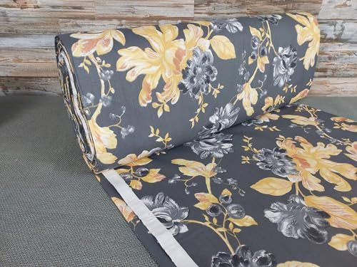 240cm Breit Meterware ab 50cm Popeline Baumwolle Stoff Baumwollstoff Kinderstoffe Stoffe Blumen Babystoffe Ranforce Bastelstoff ÖKO-TEX VP0B034 (Schwarz)