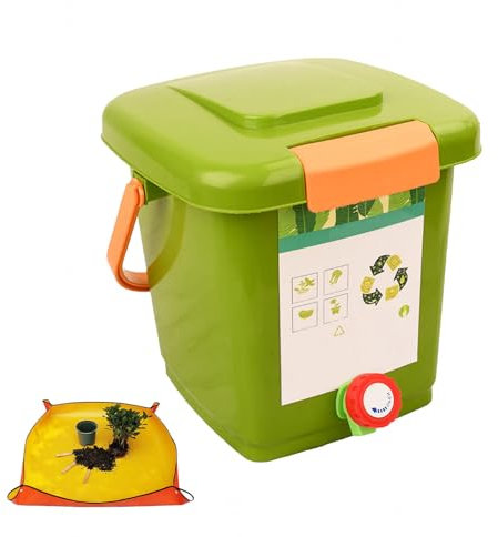 avec Robinet pour Collecter Le Liquide De Compost Poubelle Compost Cuisine 8L/10L/15L/20L Recyclage Pratique des Déchets Alimentaires Composteur De Jardin,Style1(8L)-1Set