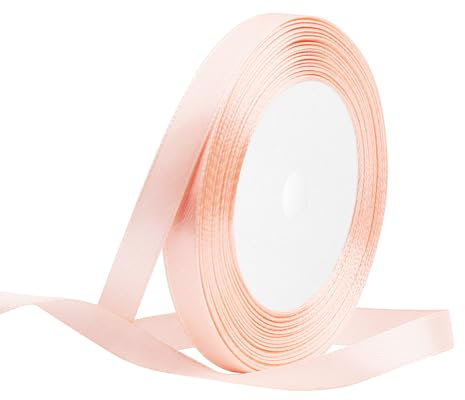 Champagner Rosa Satinband 10mm x 22 Meters Stoffbänder für Geschenkverpackungen, Blumensträuße, Kunsthandwerk und Hochzeitsdekoration