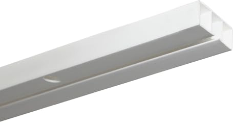 GARDINIA Vorhangschiene, Gebohrt für Deckenmontage, 1-läufige Gardinenschiene, Slim Line, Kunststoff, 150 cm, Weiß