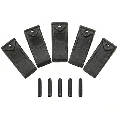 Lot de 5 pelles X156L dents de godet 156LPN longues broches compatibles avec Takeuchi Bobcat 156 Skid Steer Mini pelleteuse Tracteur Style 156 Series Dents et adaptateurs TX156 6716001 1914210182