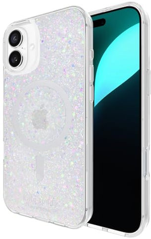 Kate Spade New York iPhone 16 Plus case - Compatible with MagSafe - Designer Phone Case - Chunky Glitter Iridescent