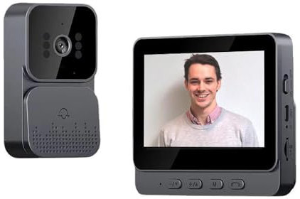 Campanello Senza Fili Da Esterno 1080P Videocitofono Wireless con Schermo Ips Da 4,3 Pollici Videocitofono Visione Notturna A Infrarossi Campanello Wireless per Esterni E Schermo